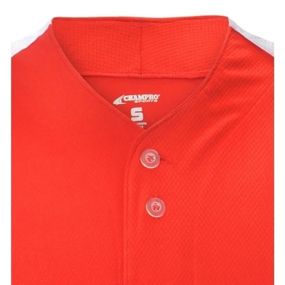 Champro Adult Bull Pen Full Button baseball jersey size XL orange white … - Picture 5 of 9